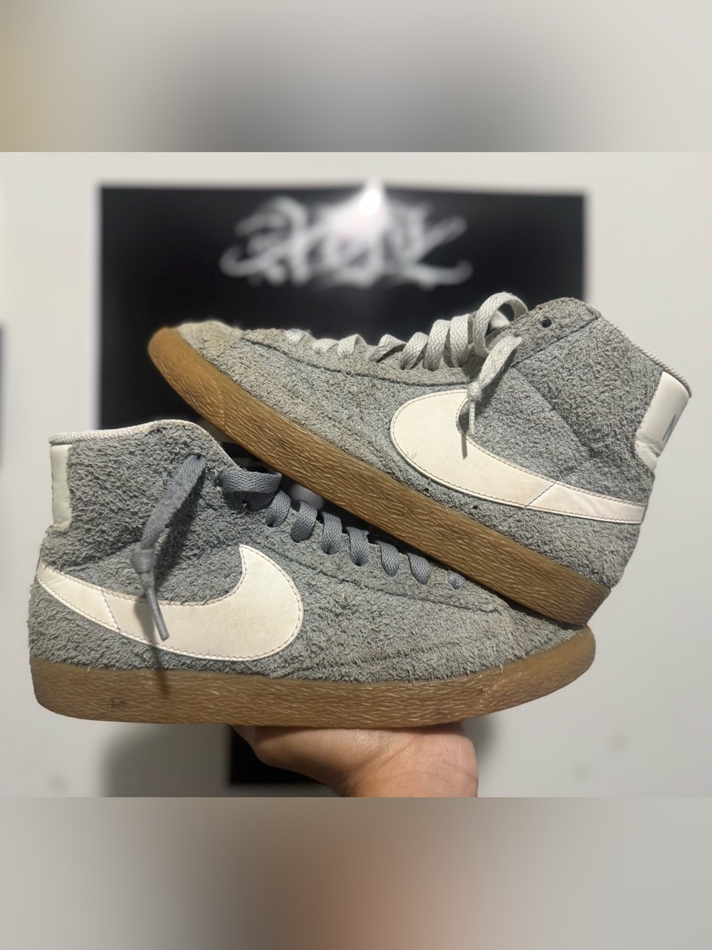 Nike Blazer High Grey Suede gum sole size 5.5 men